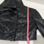 Bebe Vintage  leather jacket, cropped, diamond quilt, exagerated collar, black,XS Photo 8