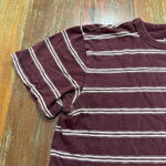 Women’s American Eagle Short Sleeve Striped Tee Small Burgundy White Red Photo 1