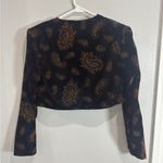 Vintage Velvet Studded Cropped Jacket Shrug Paisley Shoulder Pads Medium Black Photo 2