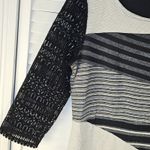 Desigual  Irlanda Black‎ White Silver Striped Crochet 3/4 Sleeve Dress Large Photo 2