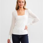 BKE BUCKLE Cream Sweetheart Mesh Fitted Top Size Small NWOT Photo 1