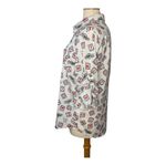 Karl Lagerfeld  Paris Print Postage Stamp Roll Tab Sleeve Top Women‎ Size Large Photo 4