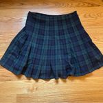 Brandy Melville  Navy blue and dark green plaid pleated skirt Photo 2
