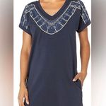 Nic+Zoe navy embroidered neckline dress size m Photo 1