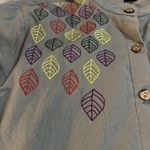 Emery Rose Khaki Olive Green Embroidered Button Top Bohemian Blouse Small Photo 1