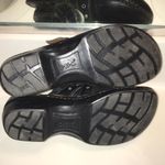 B.O.C. Women’s Black Leather Grommet Strap Heeled Clogs Size 8 Photo 7