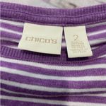 Chico's 2 Light Sweater Womens L Purple Striped Crew Neck Long Sleeves Stretch Photo 1
