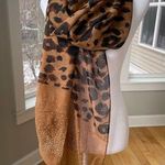 Vintage Tan Black Leopard Print Wrap Scarf with Gold Dot Bead Details Brown Photo 0
