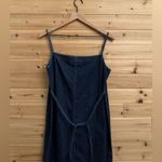 Vintage Jones Jeans Size Large Denim Cotton Dark Rinse Tie Back Maxi Dress Blue Photo 8