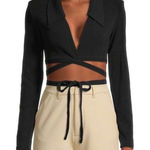We Wore What Danielle Bernstein Wrap Around Tie Top in Black Sexy Chic Revolve Size‎ Medium Photo 0