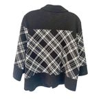 Joseph Ribkoff  Quarter Sleeve Collared BLK/Silver Plaid Crop  Cardigan Sz 12 Photo 3