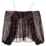 Ulla Johnson  Coline Cold Shoulder Crepe Top in Noir Photo 4