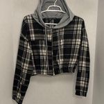 HYFVE BRAND..CROPPED FLANNEL LIKE JACKET BLACK WITH YELLOW(GOLD) STRIPE Photo 0