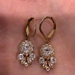 Anthropologie (maybe) Gold Princess Cut Diamond Dangle Earrings Photo 0