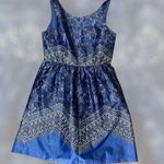 Outback Red  Paisley Fit and Flare Sateen Blue Dress Size 4 Photo 0