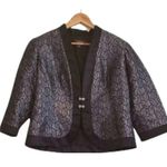 Dress Barn  Glittery 3/4 Sleeve Jacket Blazer Women’s Size 14 Black Silver Evening Photo 1