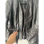 Therapy Black Faux Leather Open Front Cropped Biker Moto Jacket Womens Sz Medium Photo 4