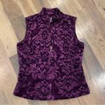 Charter Club  Woman Purple & Black Floral Velour Quilted Vest Size Petite… Photo 2