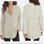 Free People  Grey Cream Striped Rhythm Of The Night Tunic Top Photo 1