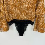 Free People  She’s Ditsy Floral Bodysuit Layered Bell Sleeves Gold Size Small Photo 8