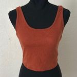 Romwe Burnt orange ribbed crop top Photo 0