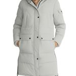 Rebecca Minkoff Fur Hooded Puffer Heavyweight Coat XS Light Gray Photo 0