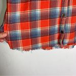 Billabong  Medium Red And‎ Blue Plaid Flannel Collar Button Down CP0129 Photo 3