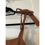 Universal Threads Universal Thread Tie Shoulder Square Neck Jumpsuit Linen Blend Cocoa Women's XS Photo 3