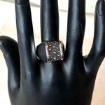 MICHAEL DAWKINS Sterling Silver Starry Night Oxidized Caviar Accented Ring Sz 7 Black Photo 1