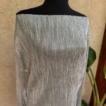J.Crew  Silver Silver Metallic Tinsel Off-Shoulder Blouse Photo 1