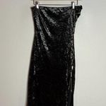 House Of CB  black velvet strapless gold chain lace up midi dress Photo 0