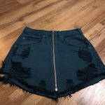 Carmar Teal Green / Blue LF Beatrice Zip Front Distressed Mini Denim Skirt Size XS Photo 6