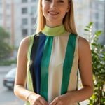 ZARA NWT SATIN EFFECT BACK TIE STRIPED SILKY BLOGGERS FAV TUNIC TOP XS Photo 0