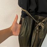 Ny Collection Black & Metallic Gold Layered Blouson Belted Wide Leg Jumpsuit M Photo 5