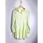 GRLFRND  Mini Dress Extra‎ Small Button Down Long Sleeve Lime Green Photo 4