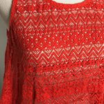 Everly Open Back See Through Lace Tank Top Red Orange Size Small Photo 3
