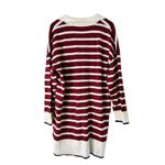 Dokotoo 2XL Striped Knit Tunic Top Burgundy Cream Quarter Zip Long Sleeve Red Size XXL Photo 7
