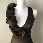 Cache | Brown Taffeta Body Con Cocktail Dress Photo 1