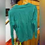 Charter Club  green V-neck sweater with a gold-tone toggle closure. Photo 5