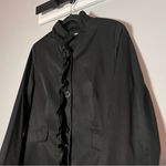 DKNY Sabrina Ruffle Trench Coat Black Size Large Cotton Polyester Button Front Photo 2