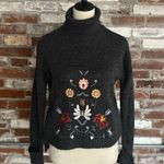 Urban Bliss Gray Floral Embroidered knit Sweater Size 12 Photo 0