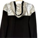 Victoria's Secret  Sport Metallic Foil‎ Pullover Track Hoodie Black Silver Medium Photo 4