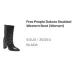 Free People Dakota Studded Western Boot Size 6.5 Photo 7