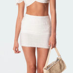 Edikted White  Skirt Linen Mini Photo 0