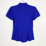 EXPRESS Elite Stretch Royal Blue Fitted Preppy Short Sleeve Button Up Shirt Photo 2