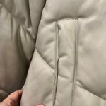 Abercrombie & Fitch Abercrombie Vegan Leather Puffer Jacket Size M Neutral Beige Cropped Winter Photo 3