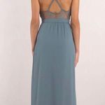 Tobi Slate Grey-Blue Lace Backless Maxi Dress Photo 1