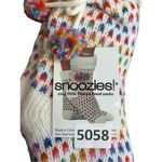 Snoozies white knit socks with multicolor pattern NWT Photo 1