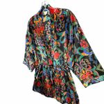 Victoria's Secret Vintage 90s Gold Label Robe Womens S Black Satin Floral Kimono Photo 2