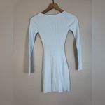 Wilfred Free Long Sleeve Ribbed Knit Cutout Mini Dress Light Cloud Blue 2XS XXS Photo 6